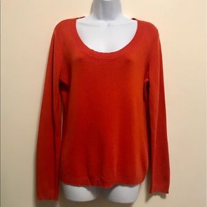 Loft Pima Cotton Crewneck Sweater, Orange, Large